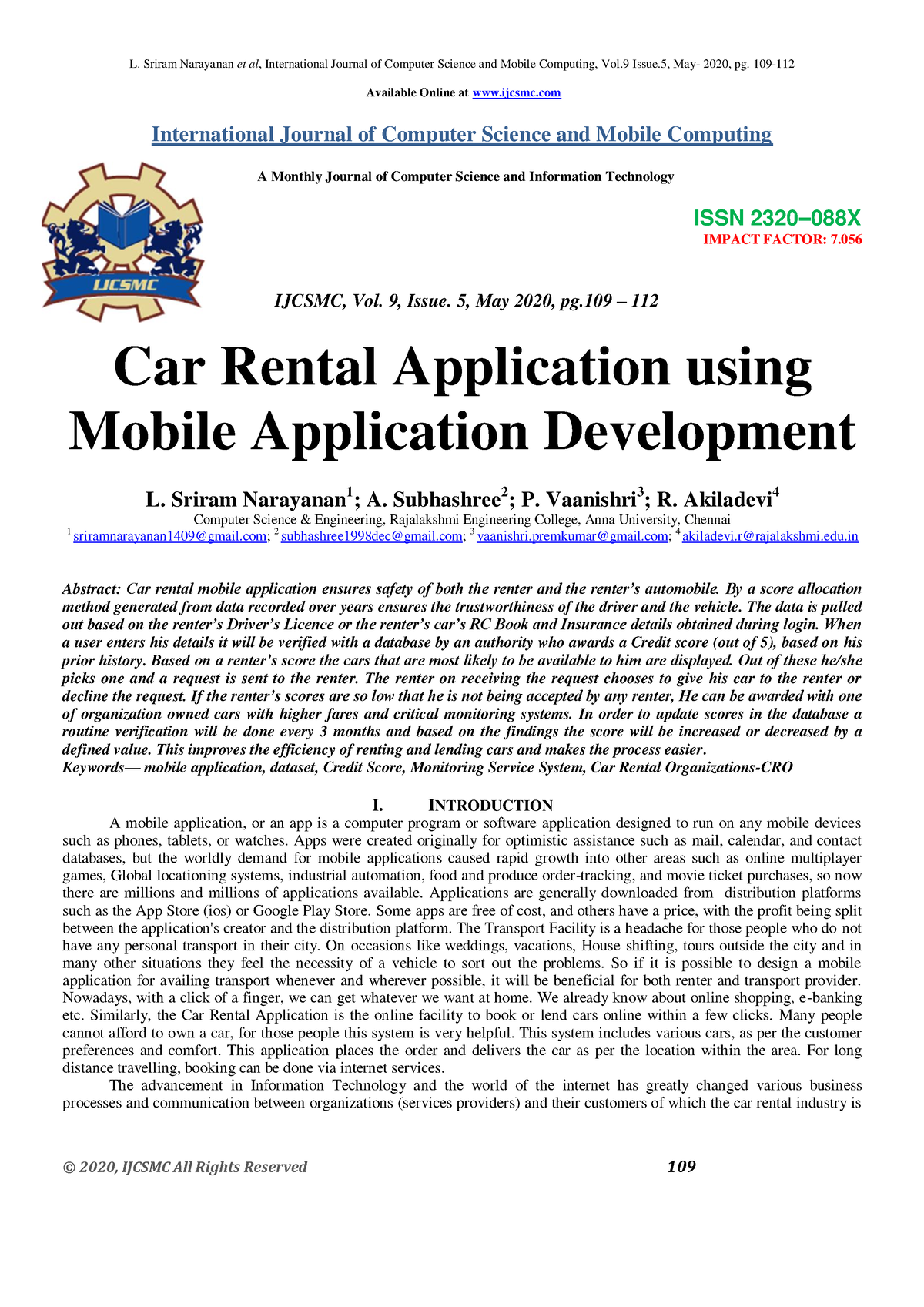 Car Rental Application Using Mobile Appl - Available Online At Ijcsmc ...