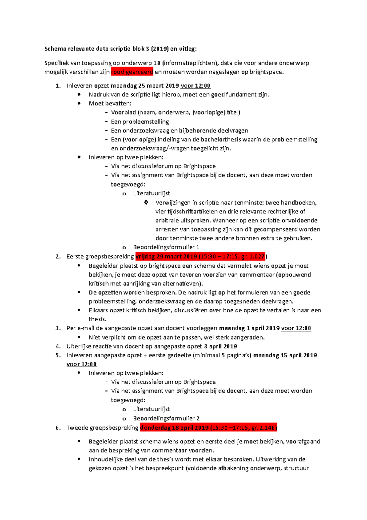 Relevante data blok 3 (2019 ) en uitleg - Schema relevante data ...