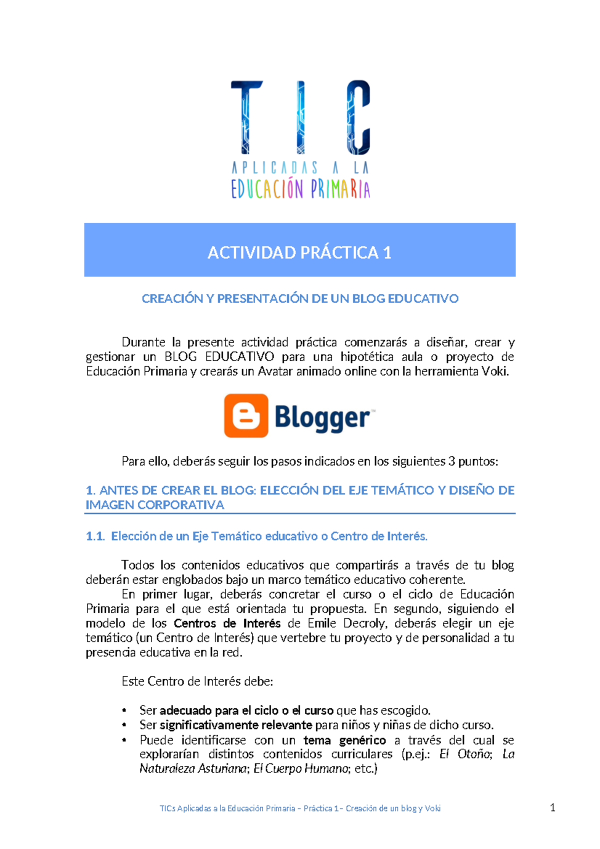 Pr ctica 1 Instrucciones ACTIVIDAD PR CTICA 1 CREACI N Y 