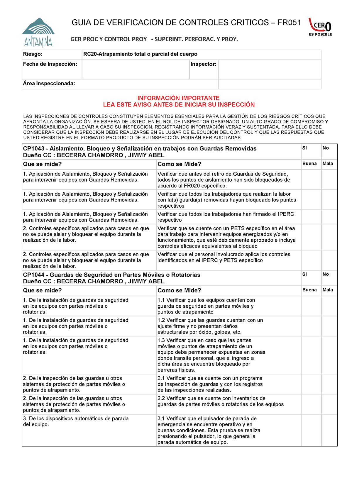 RC20 - PDN - Riesgos Críticos. - GUIA DE VERIFICACION DE CONTROLES ...