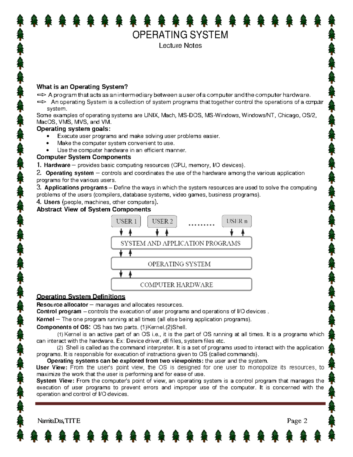 Os notes 1 mid - OPERATING SYSTEM Lecture Notes What is an Operating ...