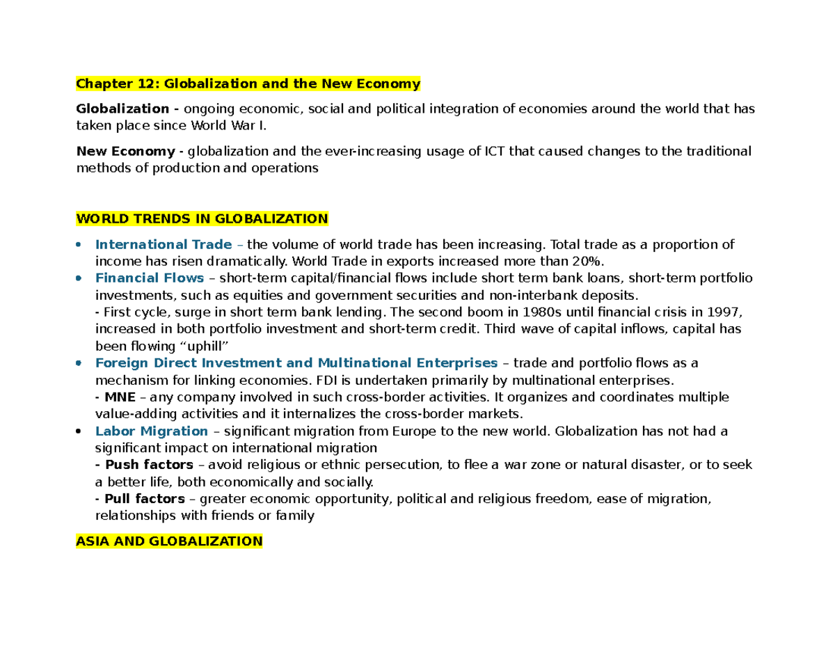 Chapter-12 - Summary Economic Development in Asia - Chapter 12 ...