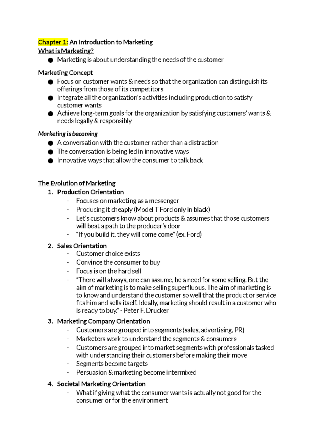 MKTG - Chapter 1 - MKTG 2200 NOTES - Chapter 1: An Introduction To ...