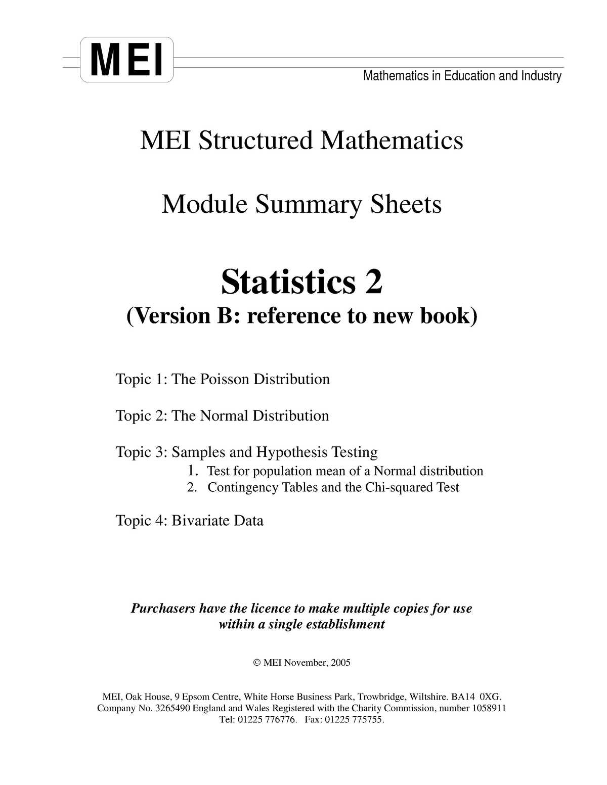 OCR MEI S2 Summary Sheets - MEI Structured Mathematics Module Summary ...