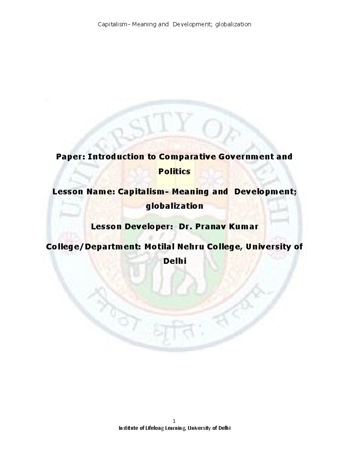 Capitalism Meaning And Development Globalization Studocu