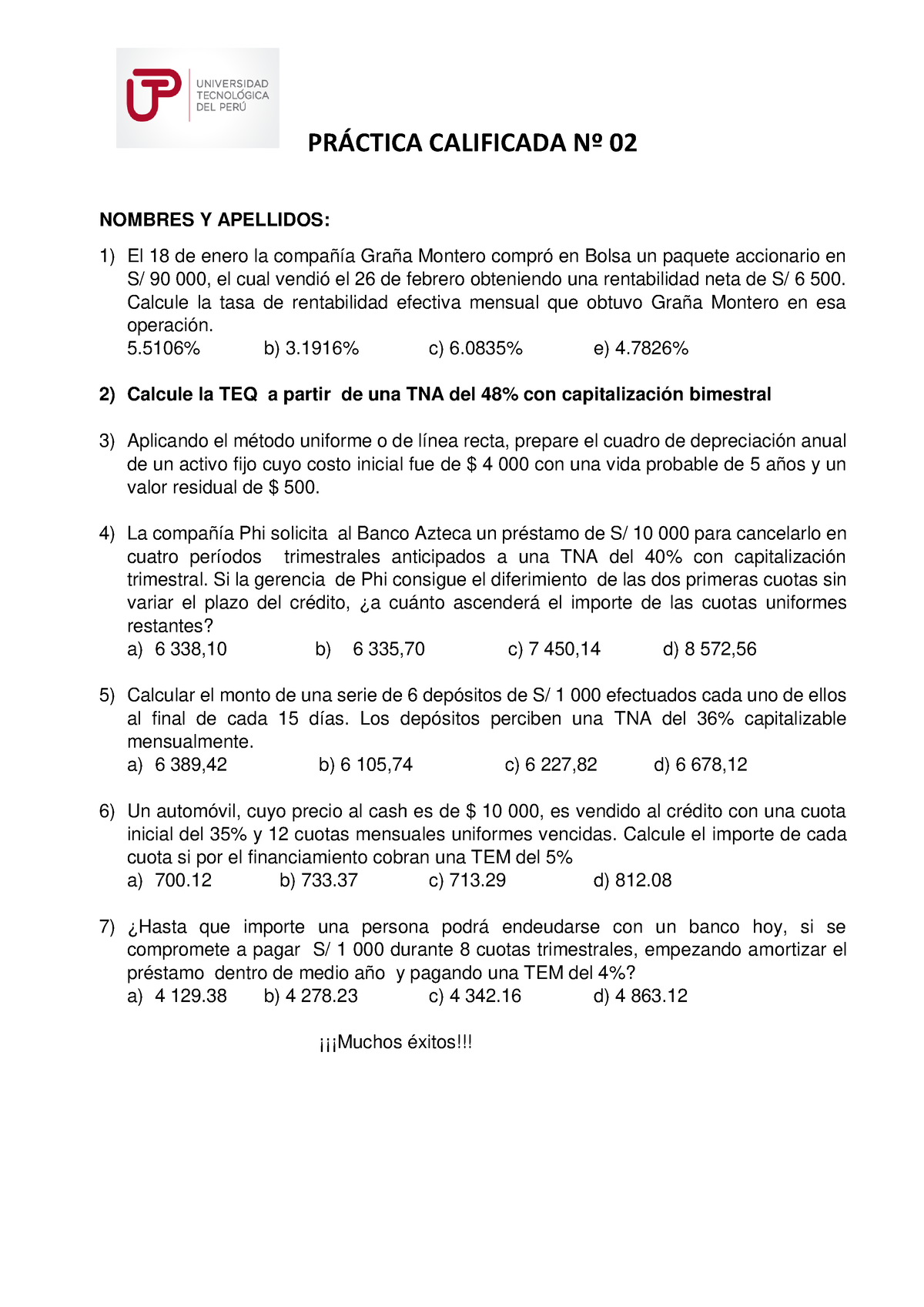 Practica Calificada Nº2 - PR¡CTICA CALIFICADA N∫ 02 NOMBRES Y APELLIDOS ...