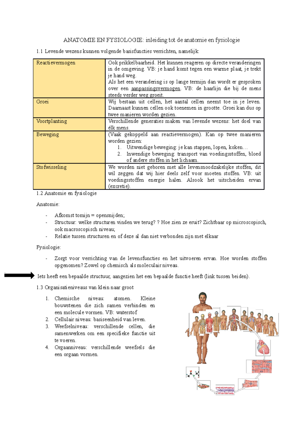 Samenvatting Hfst 1 - ANATOMIE EN FYSIOLOGIE: Inleiding Tot De Anatomie ...