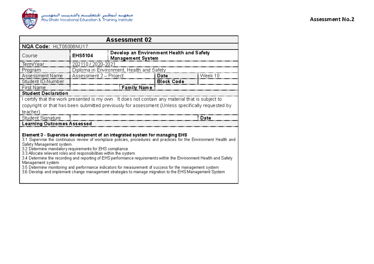 ASMT 2 help 5104 - course notes - Assessment 02 NQA Code: HLT05006NU ...