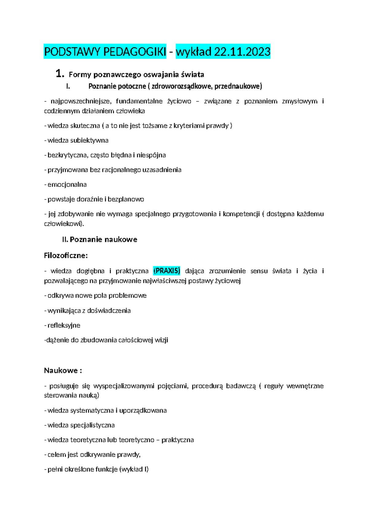Podstawy Pedagogiki - PODSTAWY PEDAGOGIKI - wykład 22. 1. Formy