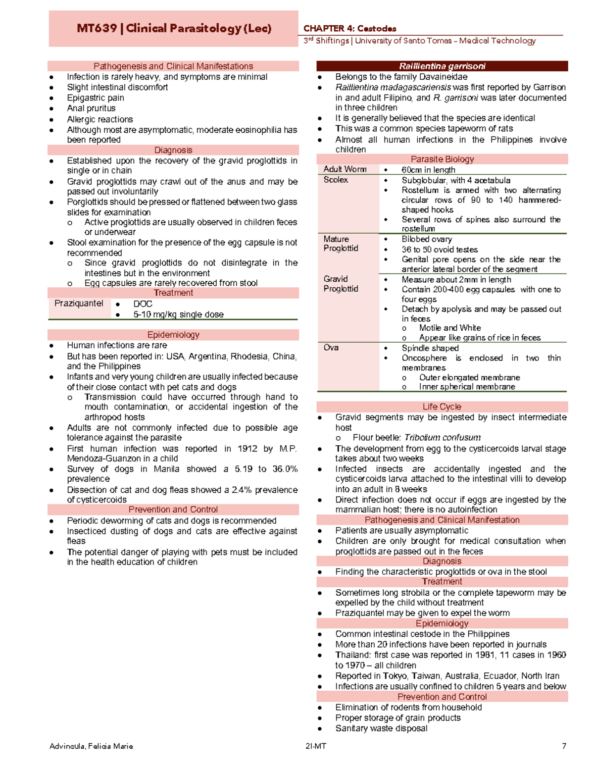 PARA 4 Cestodes-7-9 - Parasitology notes for Medical Technology ...