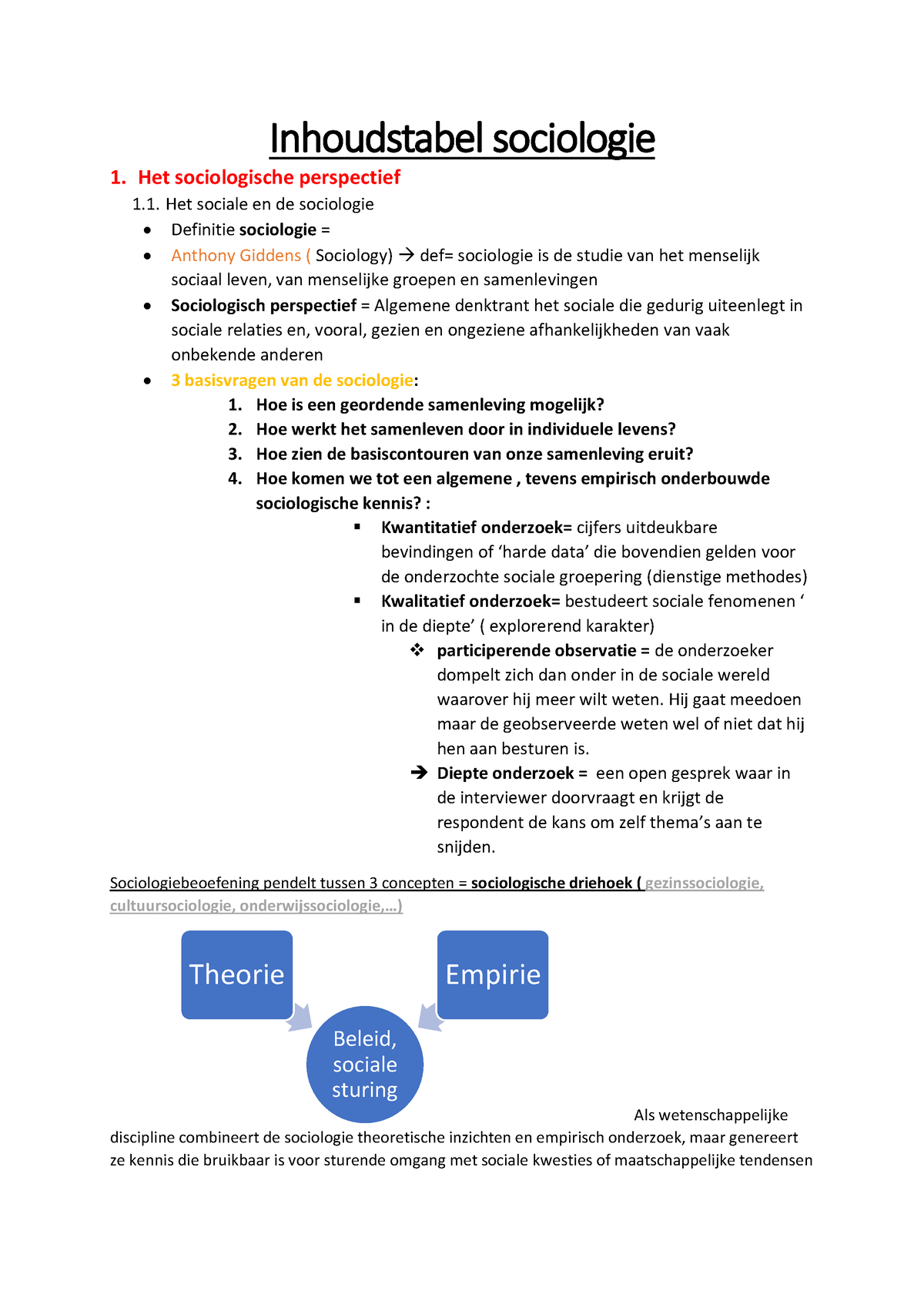 Inhoudstabel Sociologie - Het Sociologische Perspectief 1. Het Sociale ...