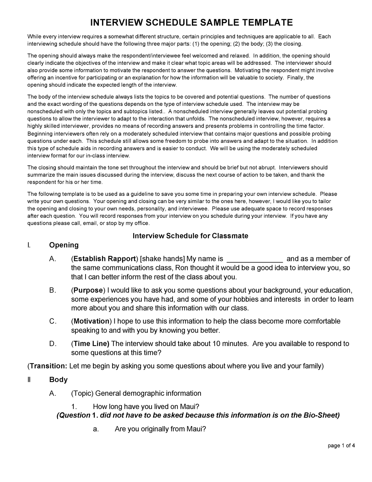 interview schedule in educational research