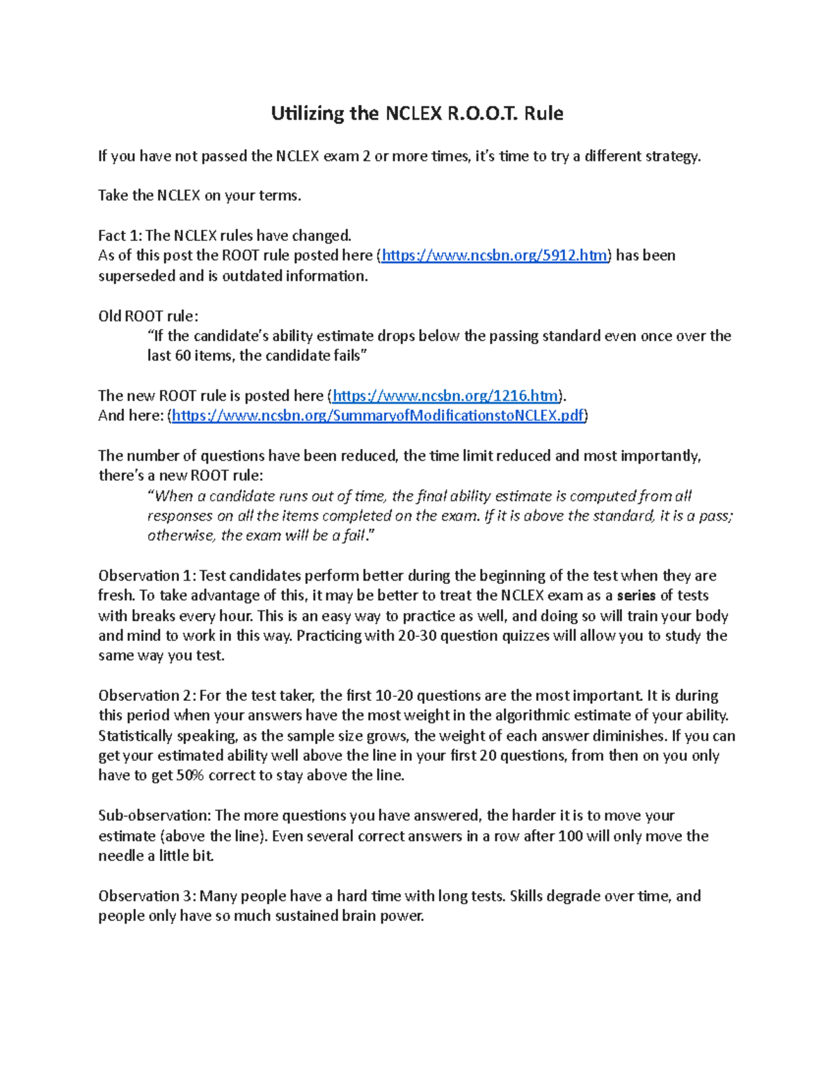 ACE the Nclex - R.O.O.T. Rule - Utilizing the NCLEX R.O.O. Rule If you ...