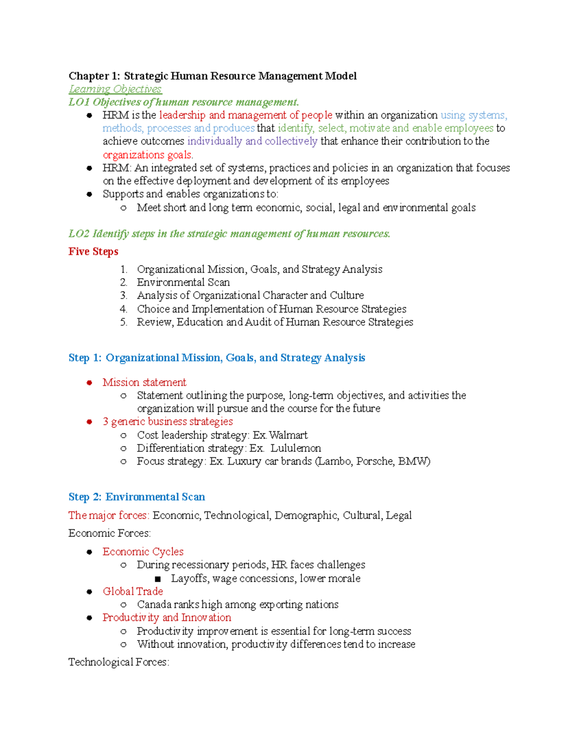 Chapter 1 Strategic Human Resource Management Model - HRM is ...
