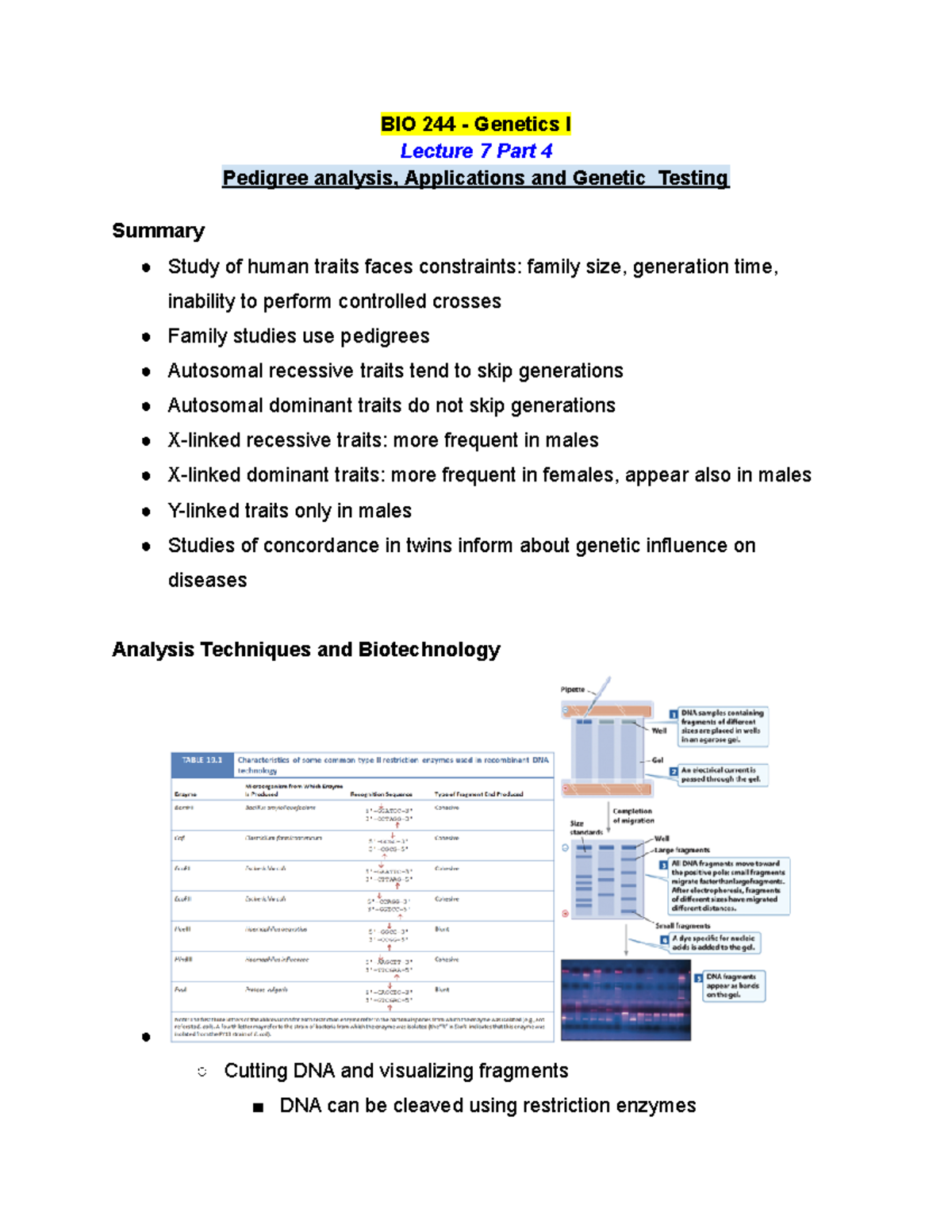 BIO 244 Lecture 7 Part 4 - Summer 2021 - BIO 244 - Genetics I Lecture 7 ...