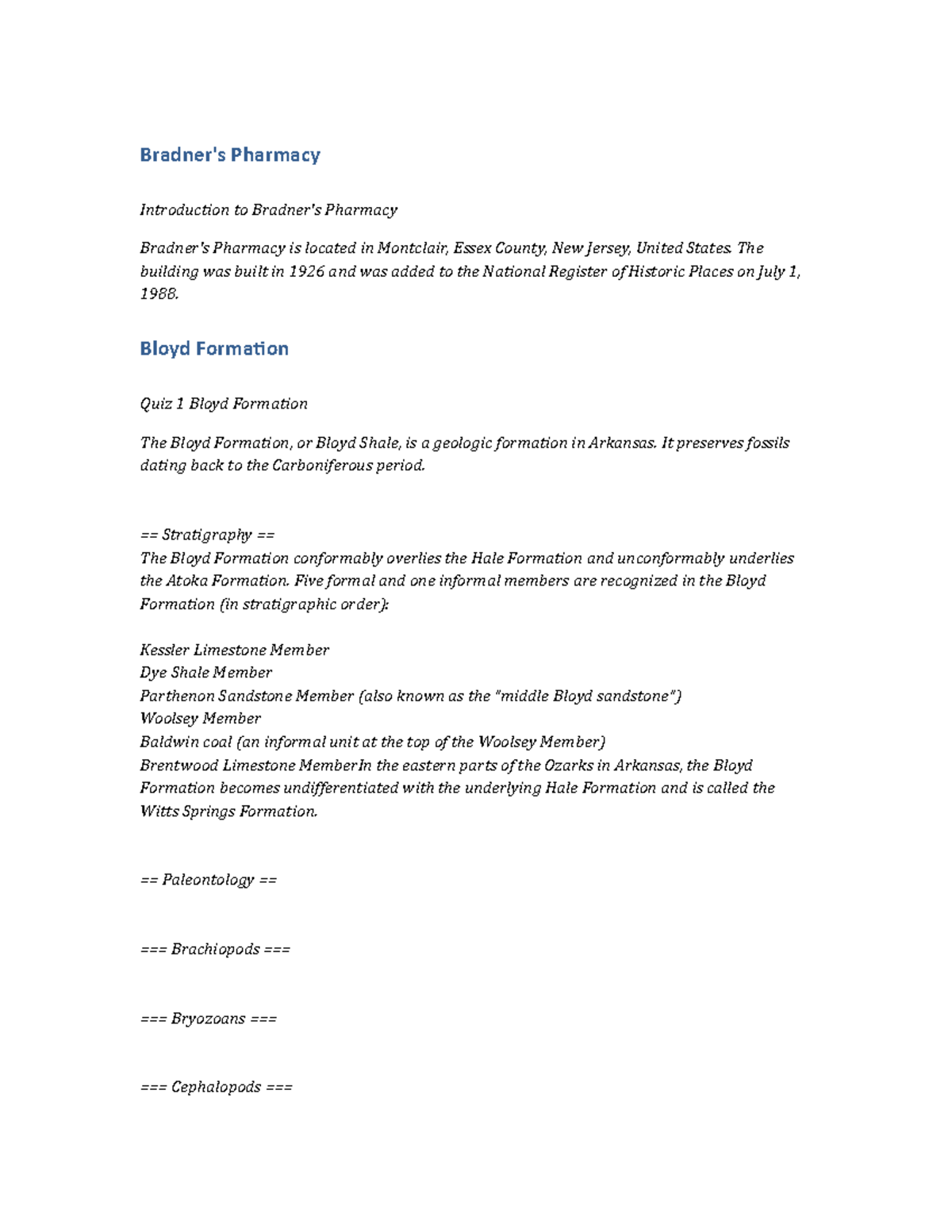 PSY167 Quiz Bradner's Pharmacy Bradner's Pharmacy Introduction to