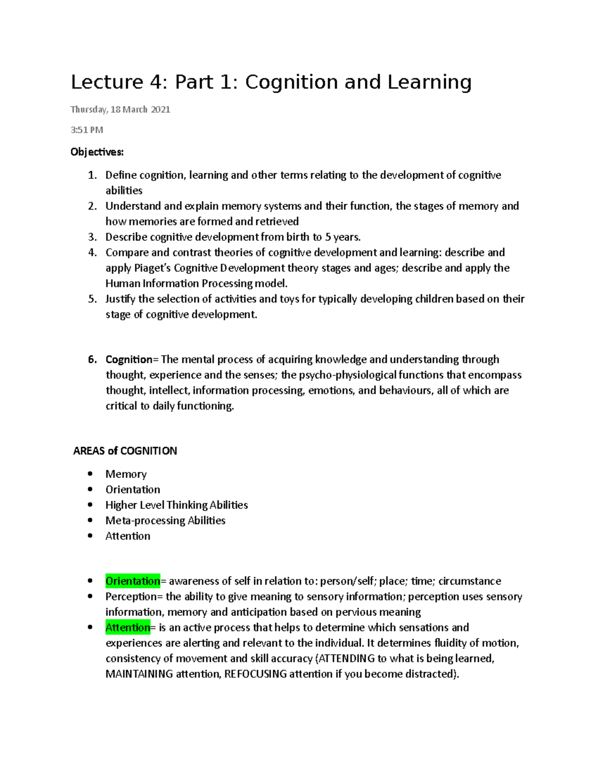 OTHY200 WK4 Lecture A - Lecture 4: Part 1: Cognition and Learning ...