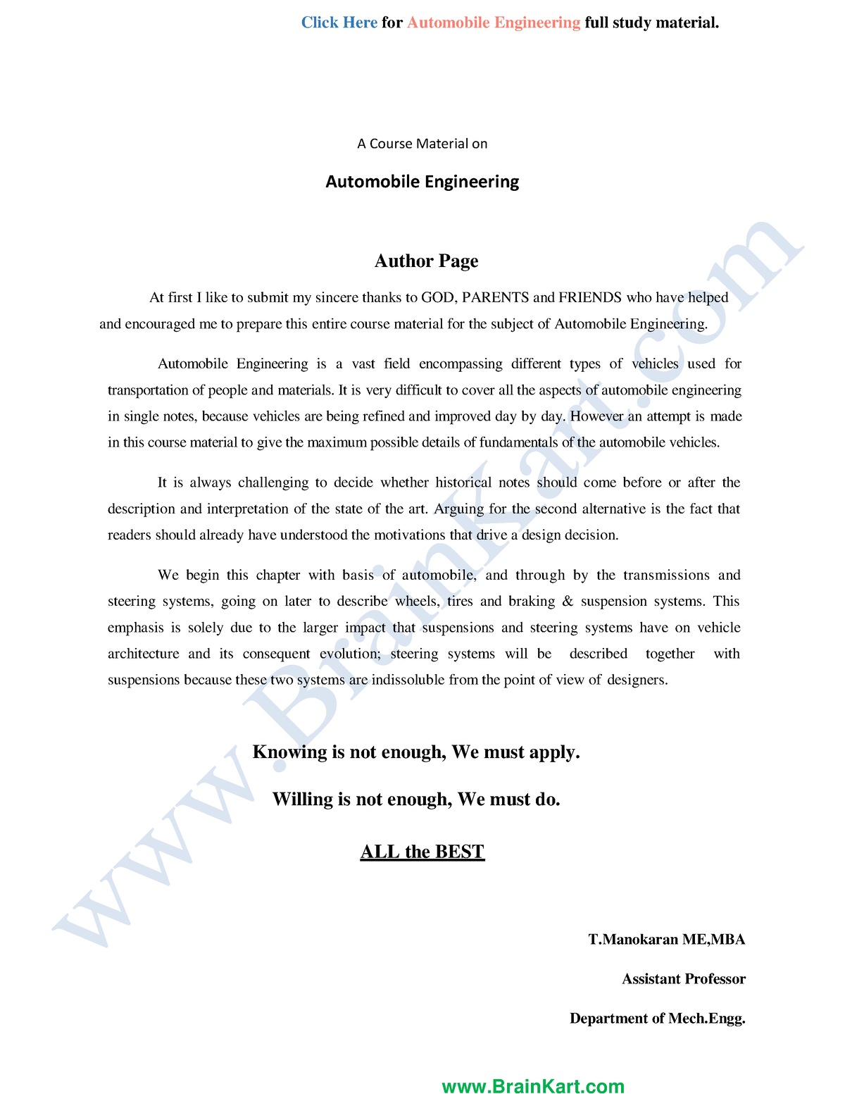 055 - ME8091, ME6602 Automobile Engineering - Notes - Click Here For ...