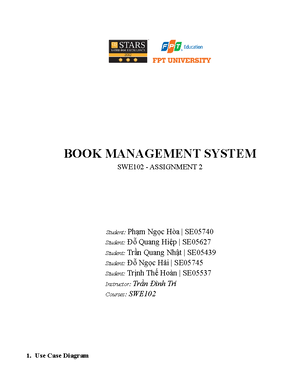 SE1214 Ass1 Topic 4 Book Management System - FPT UNIVERSITY ASSIGNMENT ...