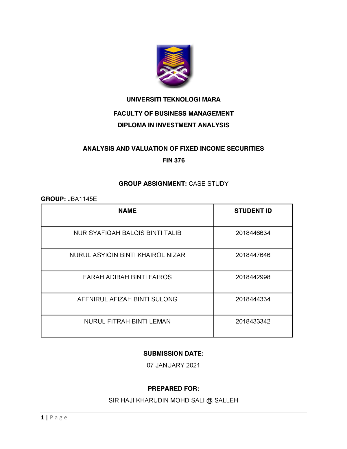 case study assignment uitm