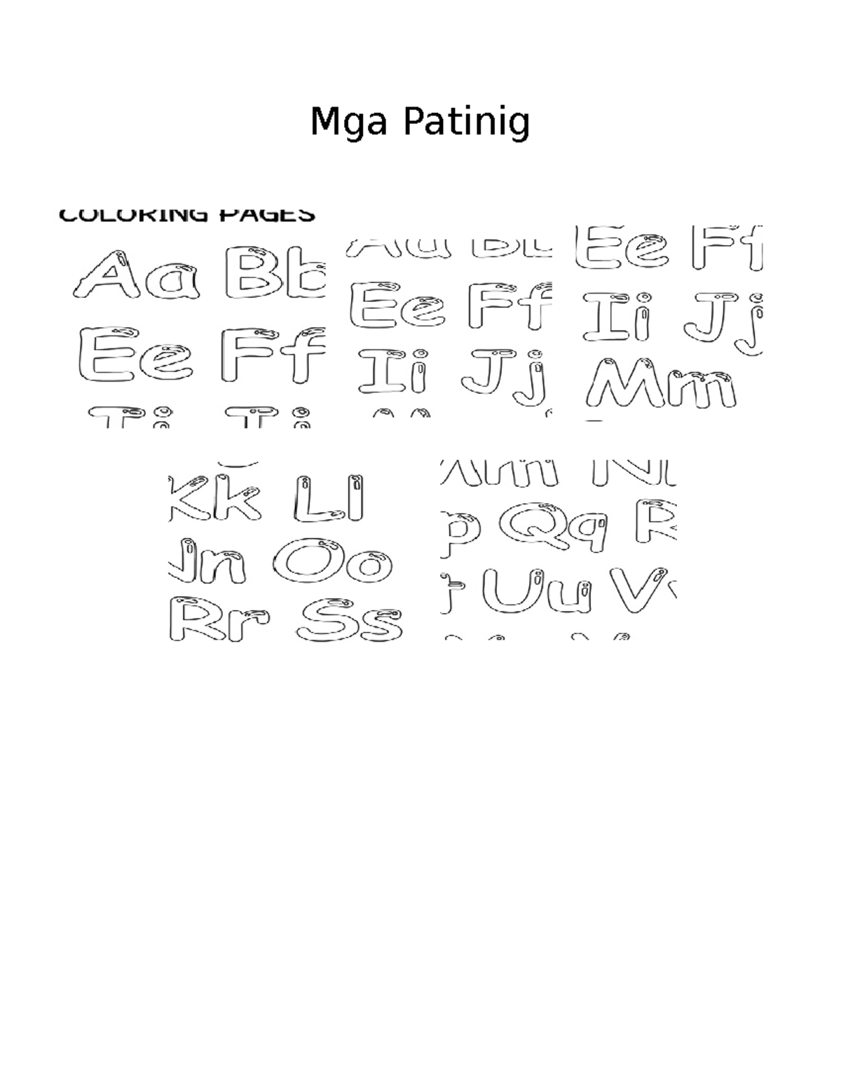 Filipino English Mga Patinig Mga Katinig Mga Bagay na nagsisimula