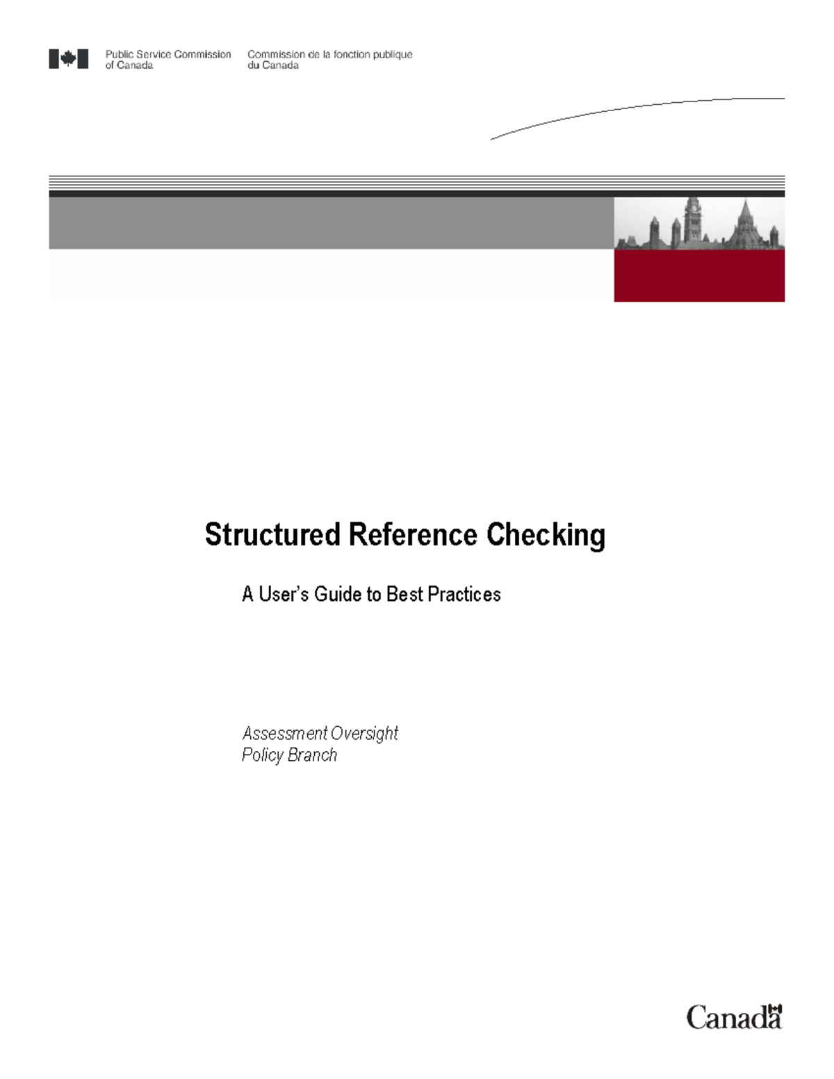 Government of Canada Guide to Structured Reference Checks - Structured ...