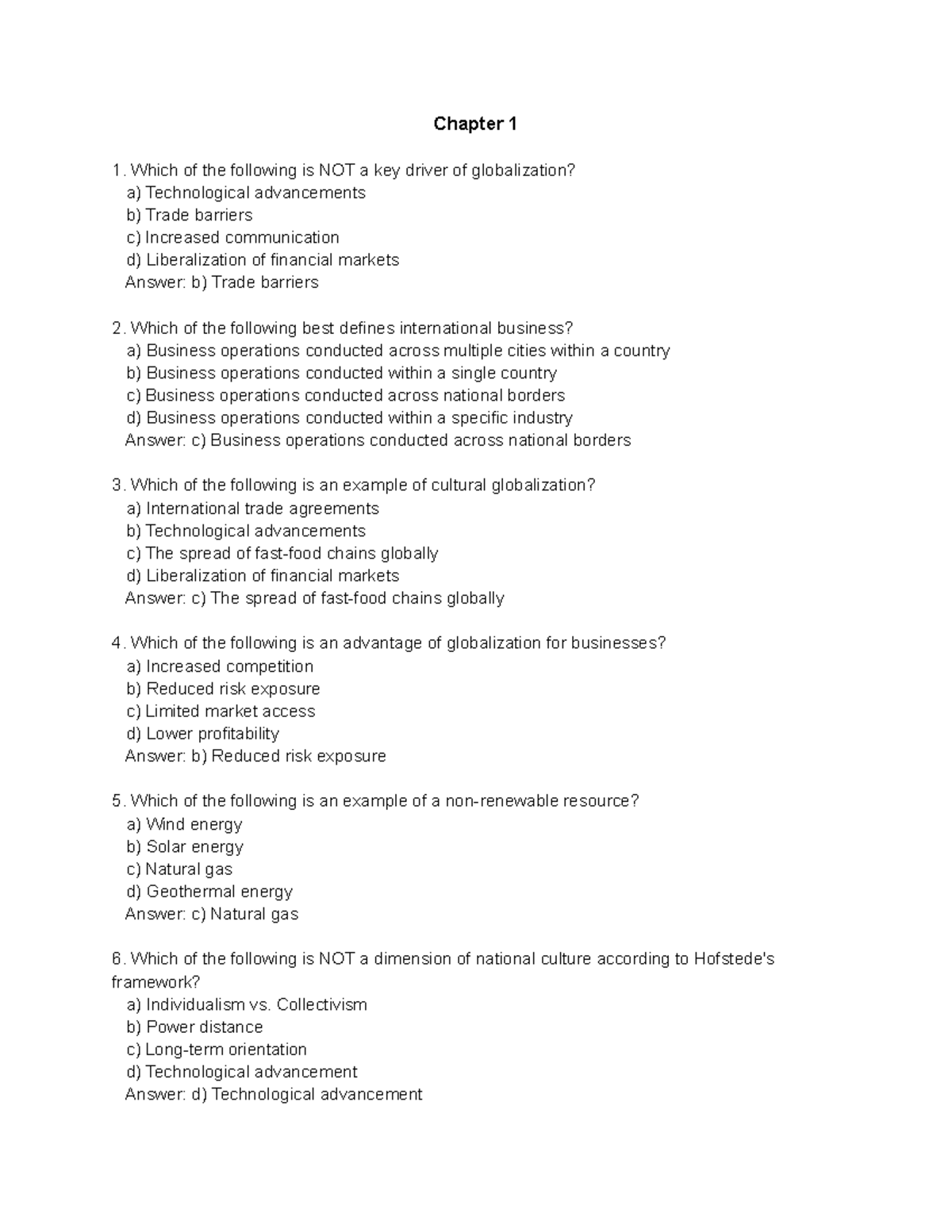 International Business Exam 1 - Chapter 1 Which Of The Following Is NOT ...