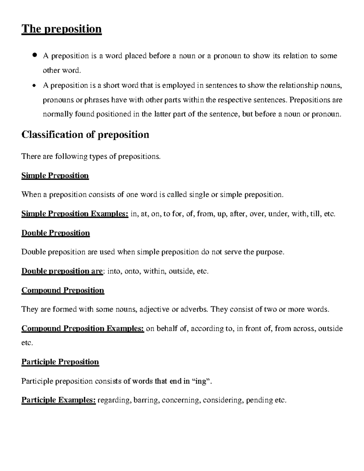The preposition - This is lacture notes - The preposition A preposition ...