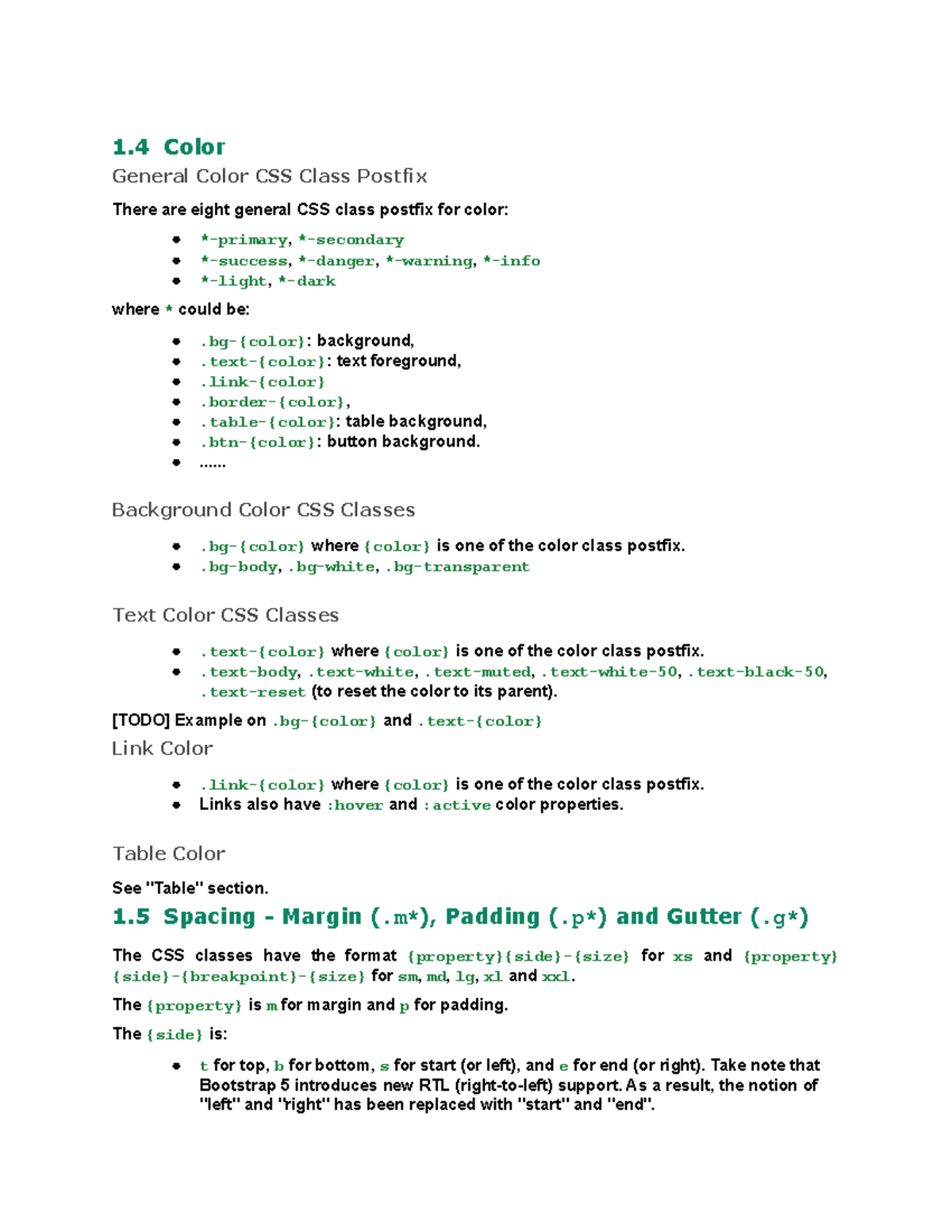 JAVA Basics 38 - 1 Color General Color CSS Class Postfix There are ...
