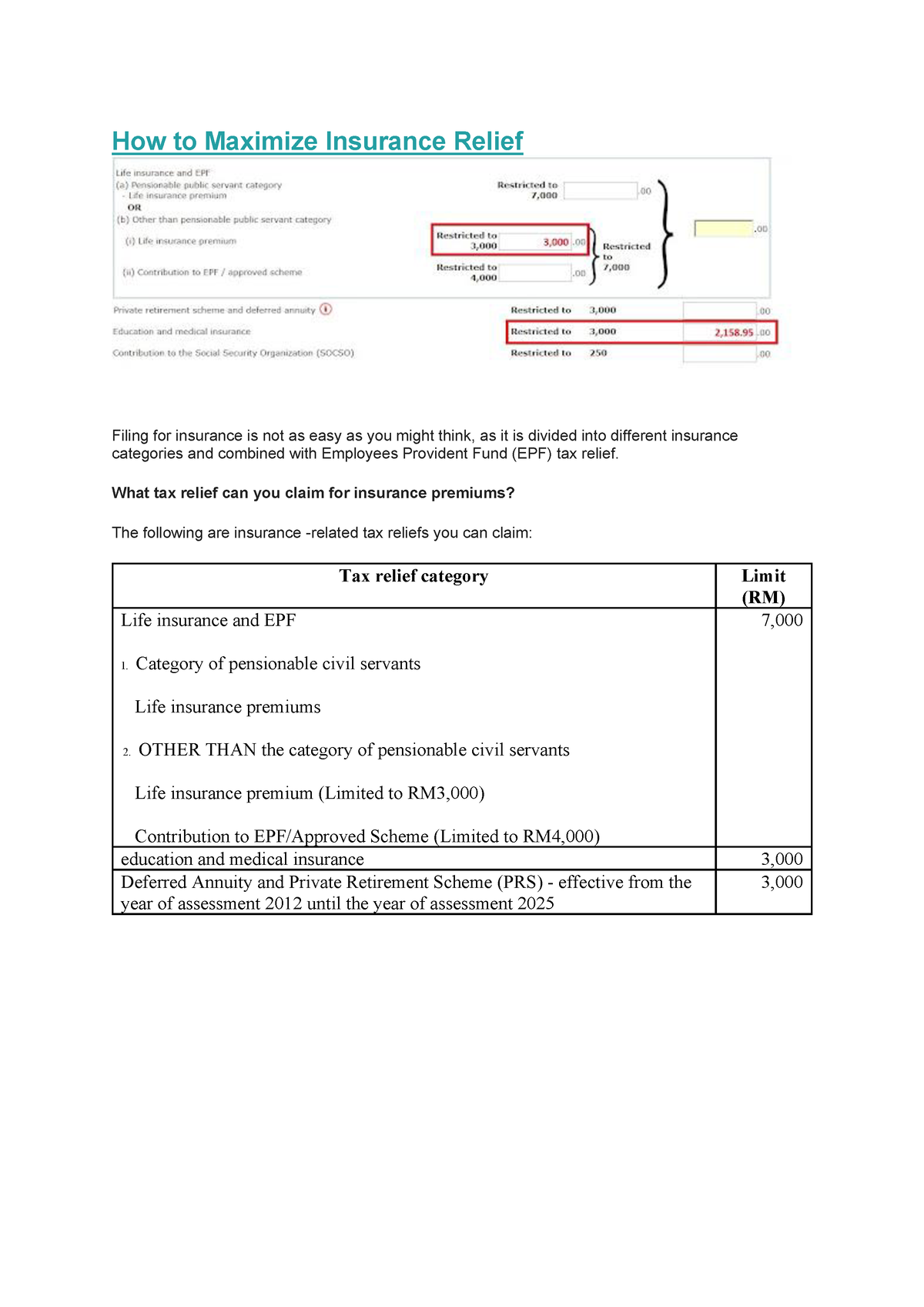 how-to-maximize-insurance-relief-what-tax-relief-can-you-claim-for