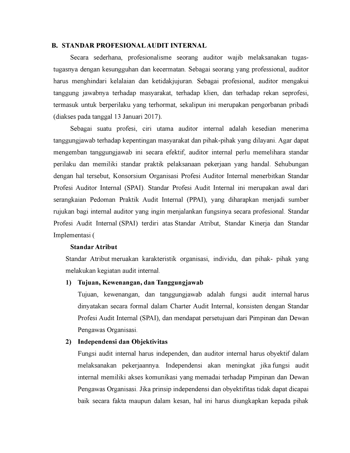 Standar Profesional Audit Internal , Ekonomi Akuntansi - B. STANDAR ...