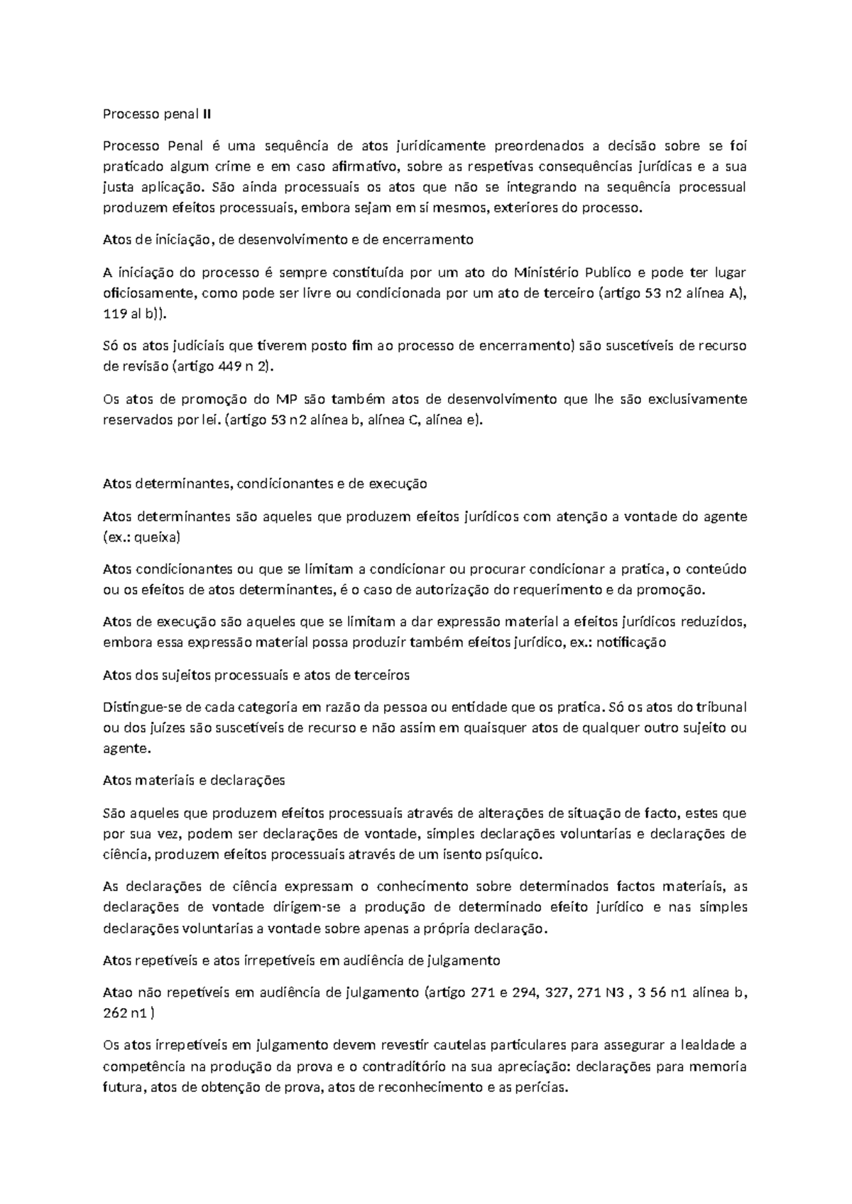 Processo penal II - Processo penal II Processo Penal é uma sequência de ...