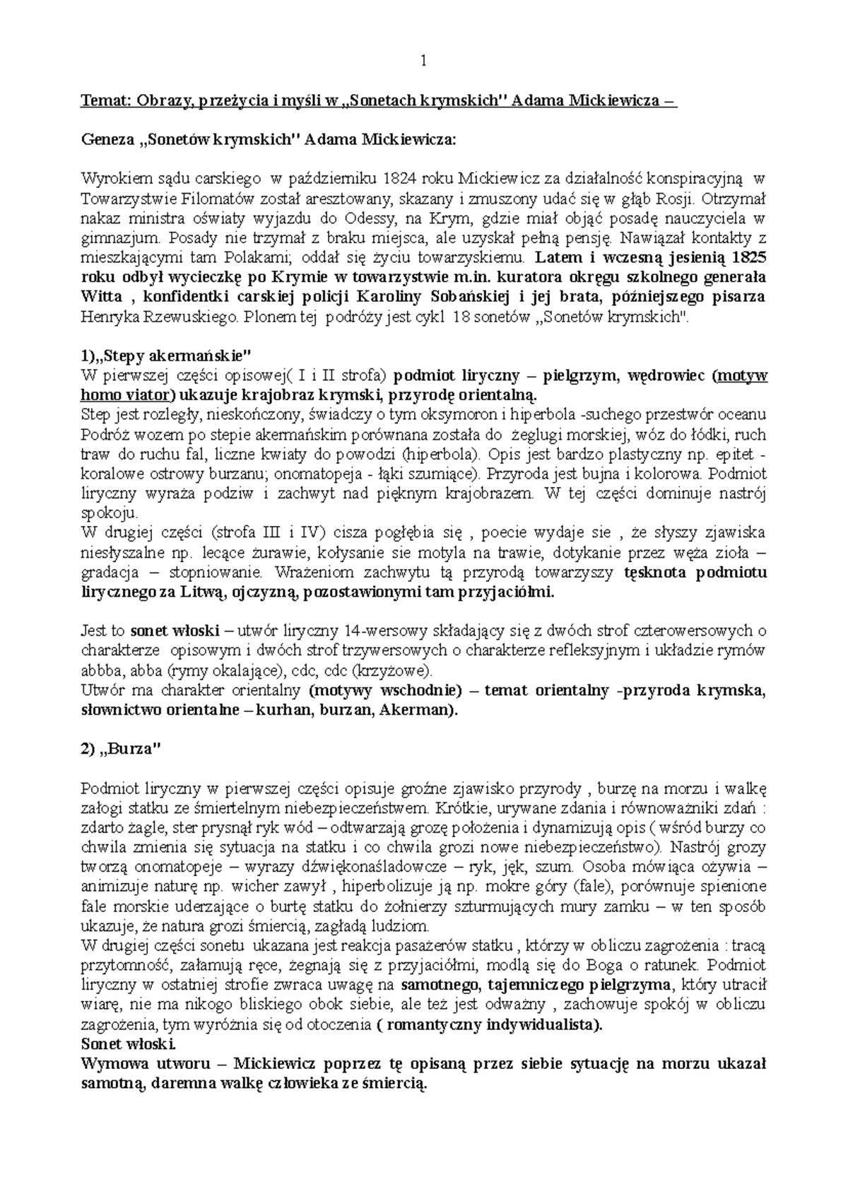 Krymskie-sonety-popr - 1 Temat: Obrazy, przeżycia i myśli w ,,Sonetach ...