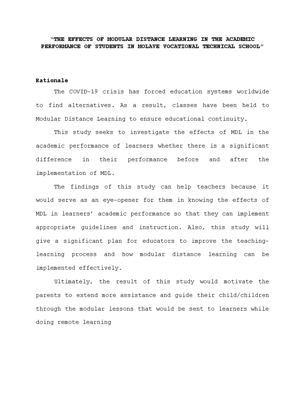 modular distance learning modality research paper