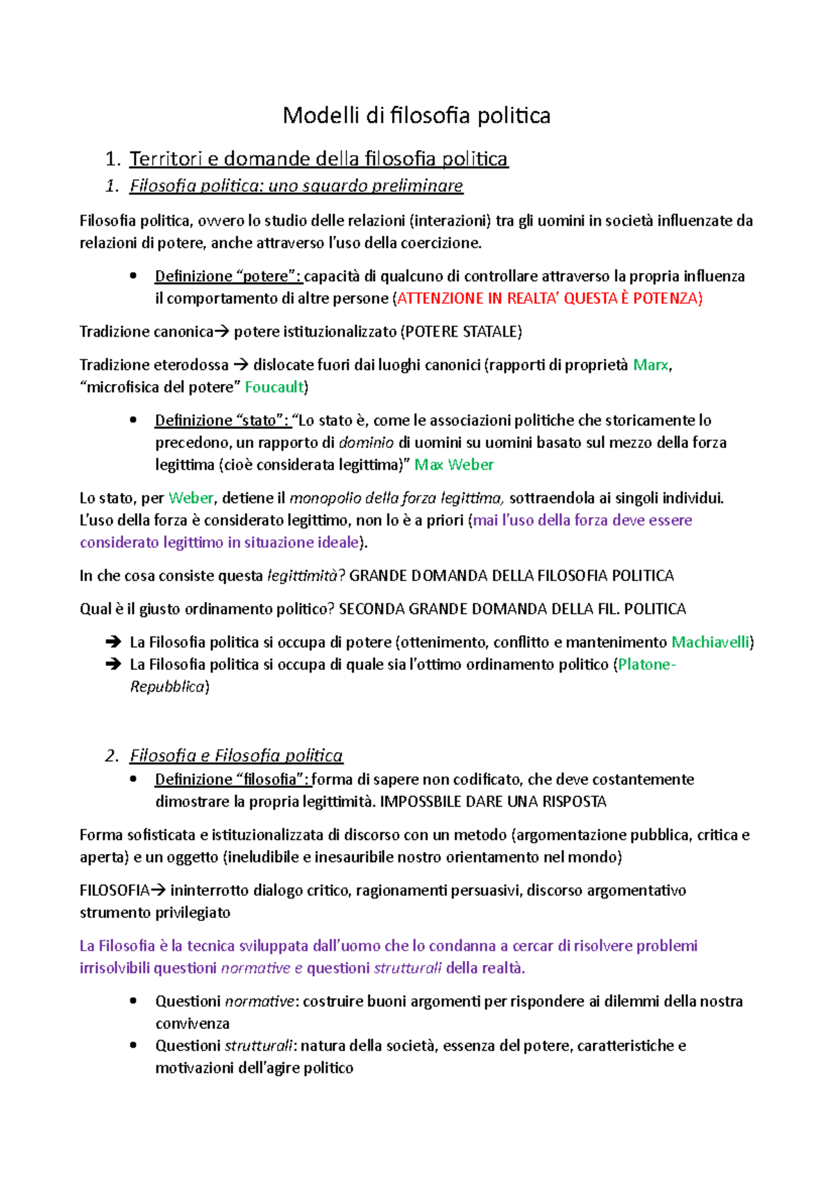 Modelli Di Filosofia Politica- CAP 1 - Modelli Di Filosofia Politica 1 ...