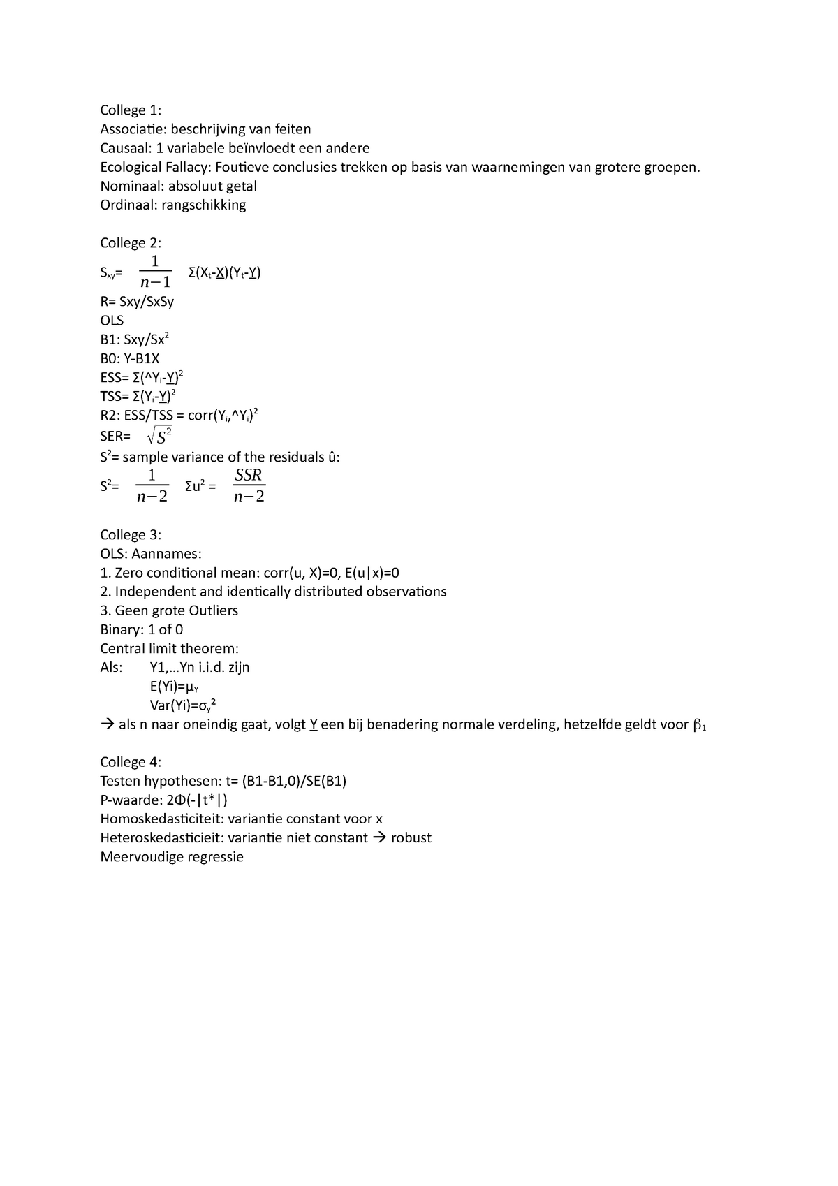 Samenvatting Colleges 1 16 Studeersnel