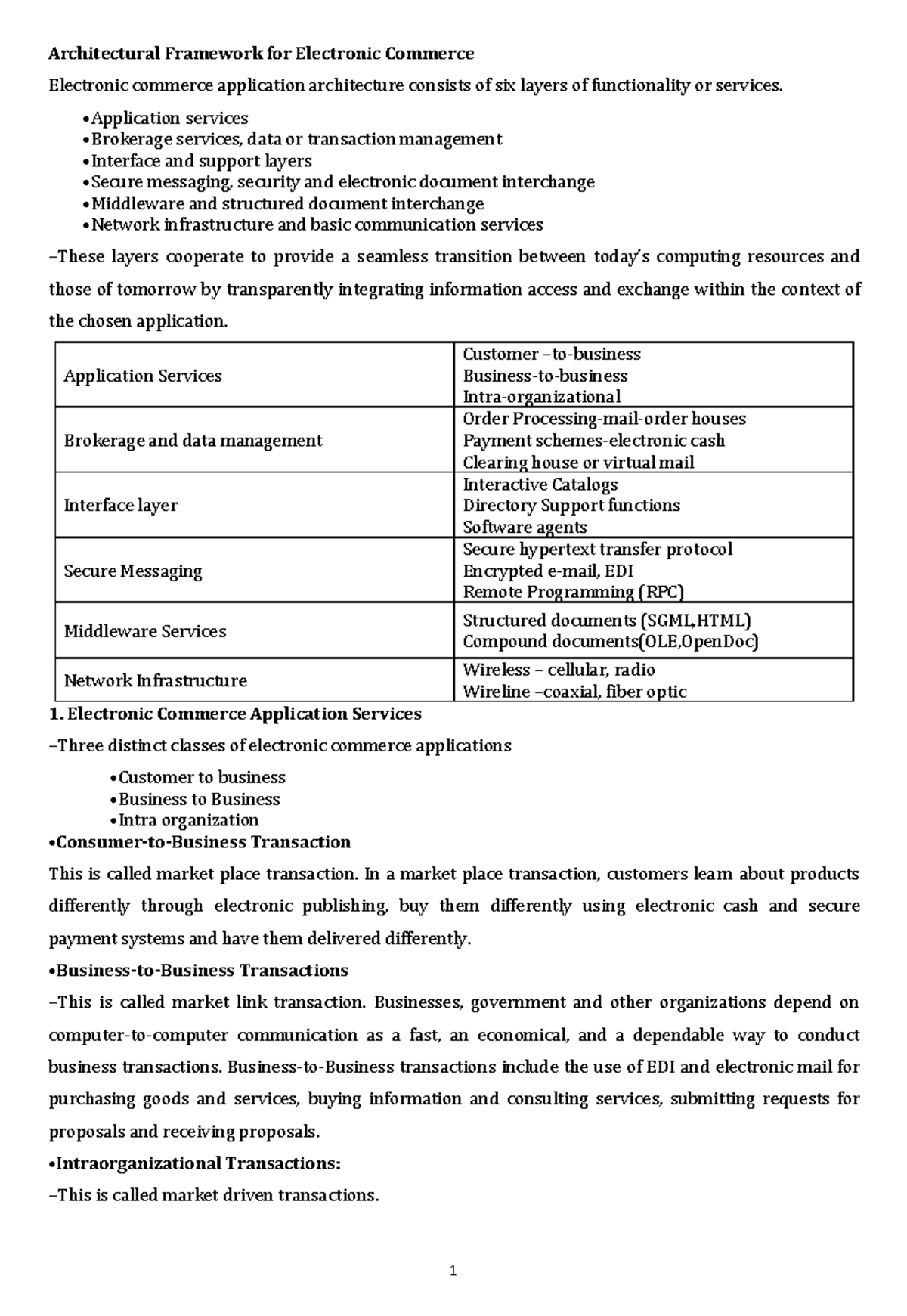 Architectural Framework for Electronic Commerce - 1 Architectural ...