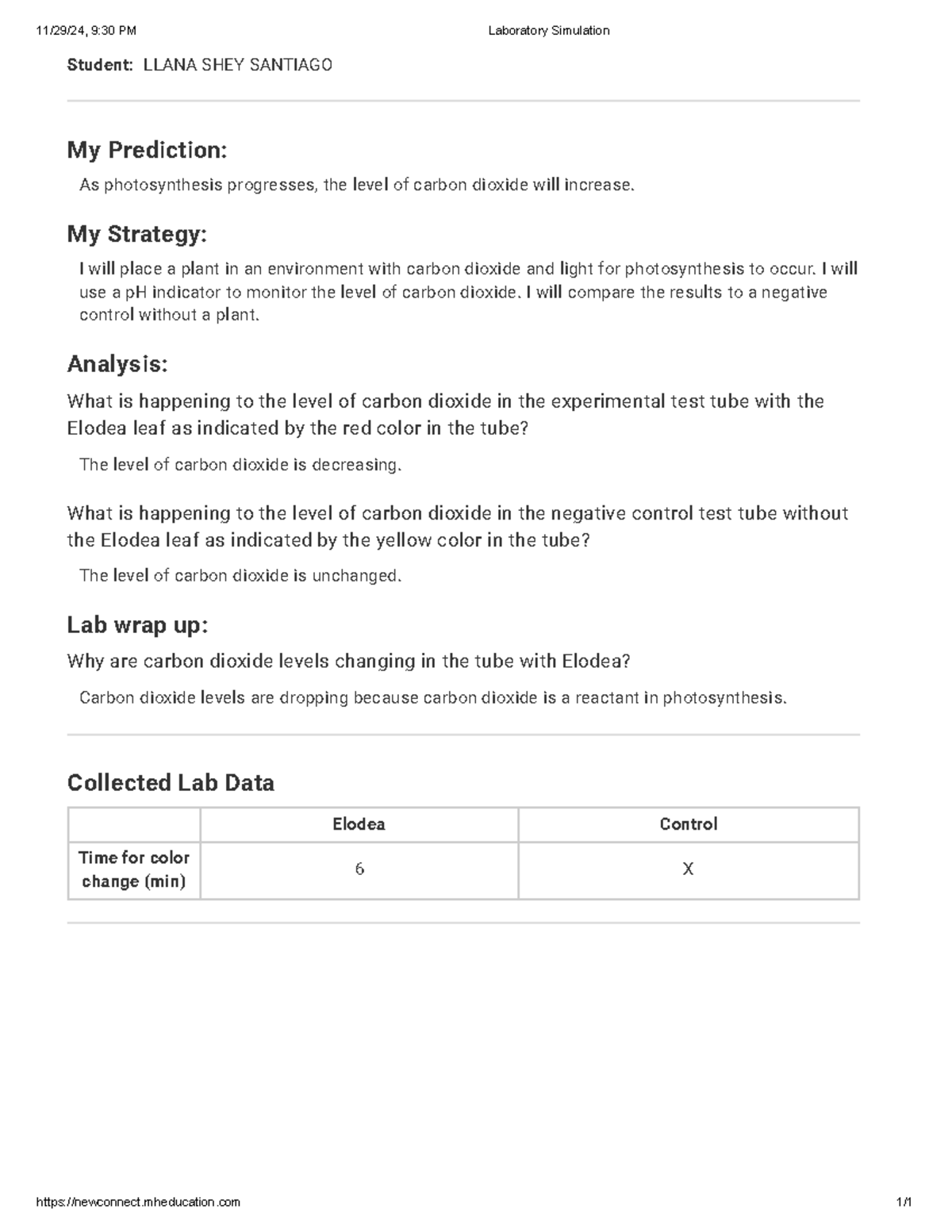 PT5.2 MGH Photosynthesis - Carbon Dioxide Uptake - Student: LLANA SHEY ...