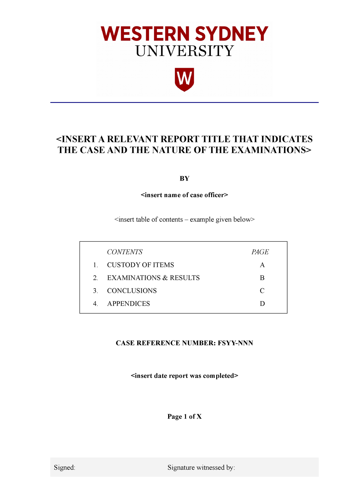 Court Report Template