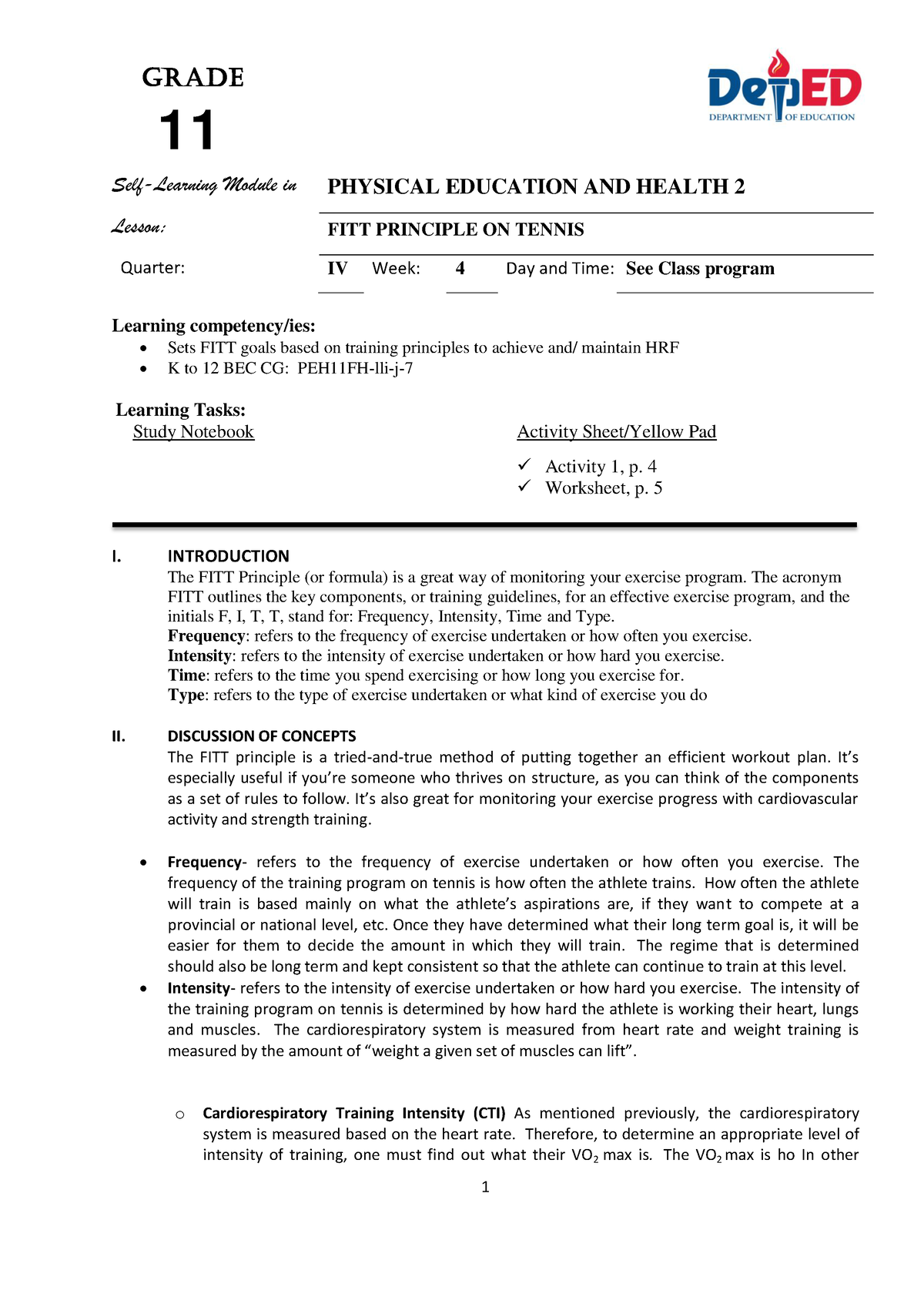 PE2 Q4 Module 3 - Sddsdsdsdsdsdsdsdsdsd - Self-Learning Module In ...