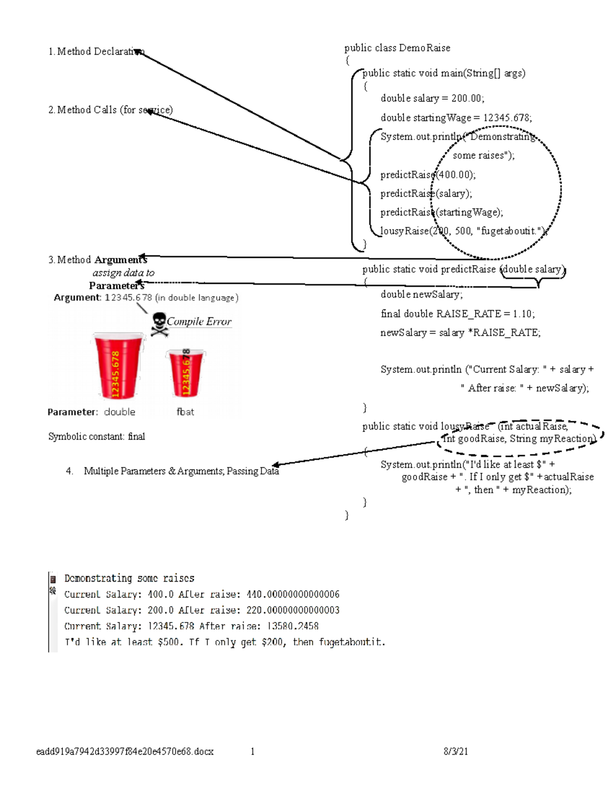 Chapter 3A Lecture Notes about Java - 1 Declaration 2 Calls (for ...