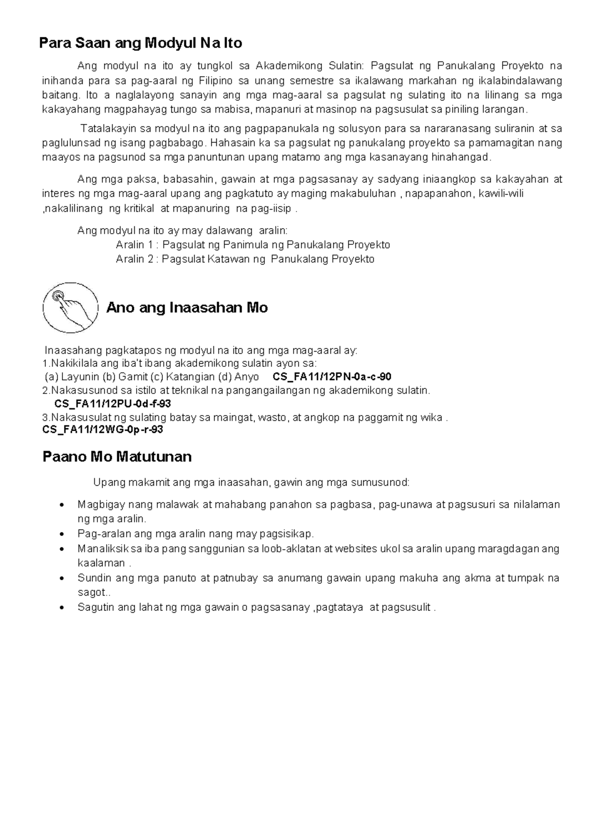 FIL-module 4 - uselessfivuv - Para Saan ang Modyul Na Ito Ang modyul na ...