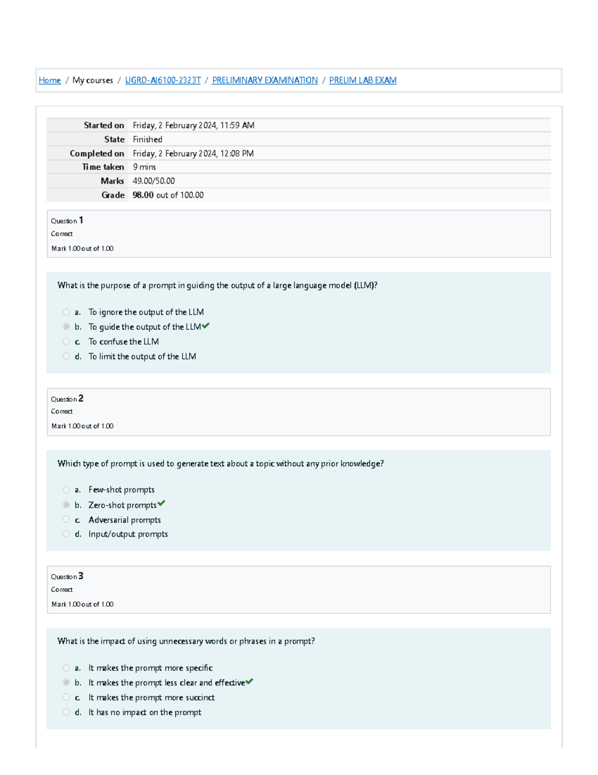 UGRD-AI6100 AI - Prelim LAB EXAM Attempt 1 - Home / My Courses / UGRD ...