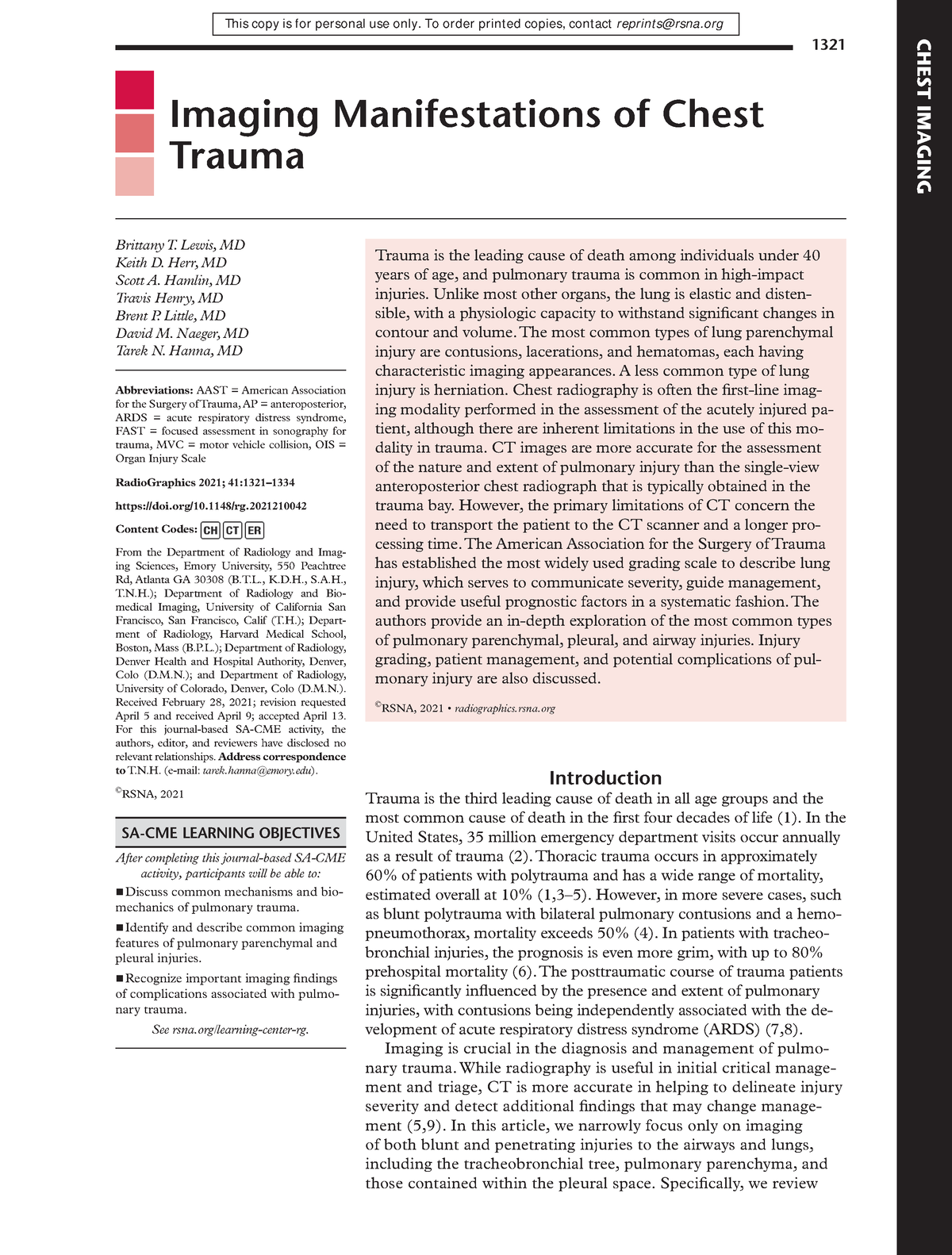 Radiología Básica - CHEST IMAGING 1321 Imaging Manifestations Of Chest ...