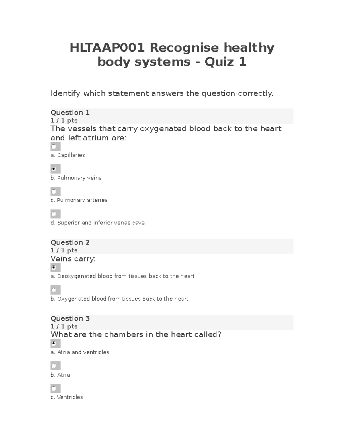 Hltaap 001 Recognise Healthy Body Systems - Quiz 1 - HLTAAP001 ...