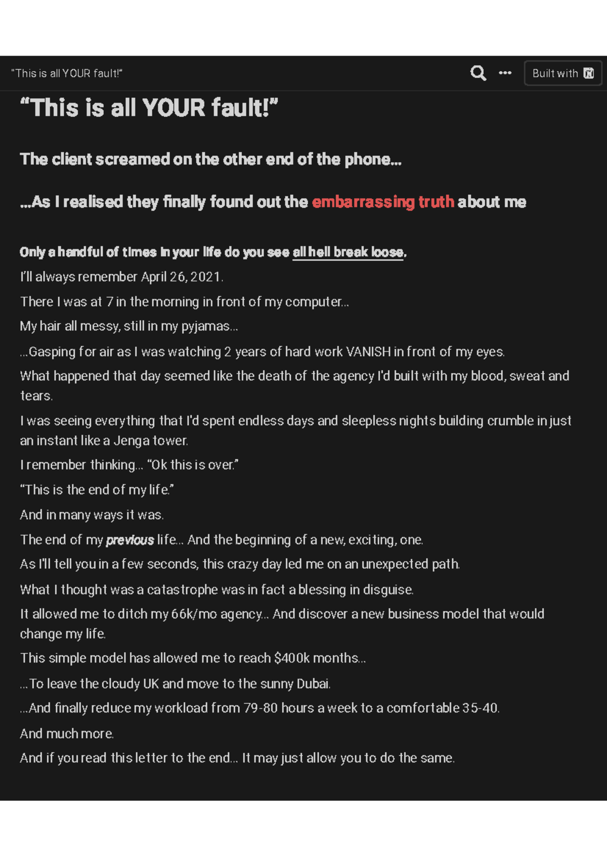 “This is all YOUR fault” - .. .. I realised they finally found out the ...