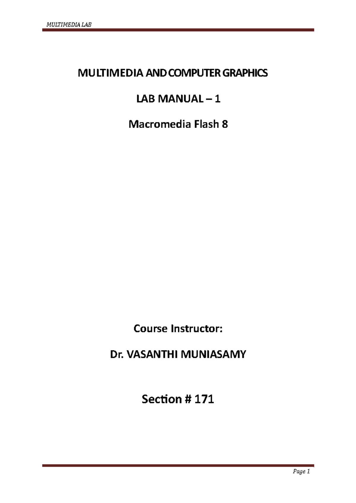 Multimedialaboratorymanual MULTIMEDIA AND COMPUTER GRAPHICS LAB