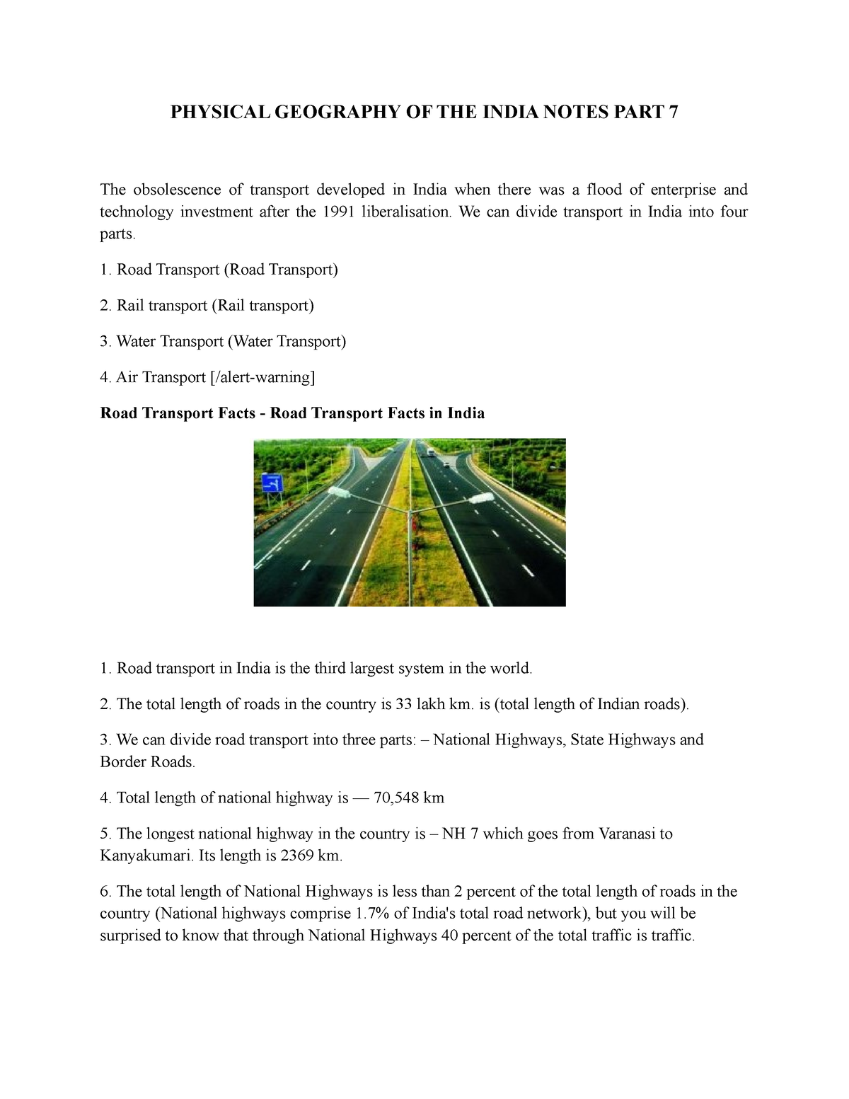 Physical Geography OF THE India Notes PART 7 PHYSICAL GEOGRAPHY OF