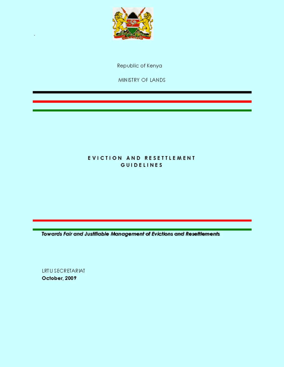 property law notes - i ` Republic of Kenya MINISTRY OF LANDS E V I C T ...