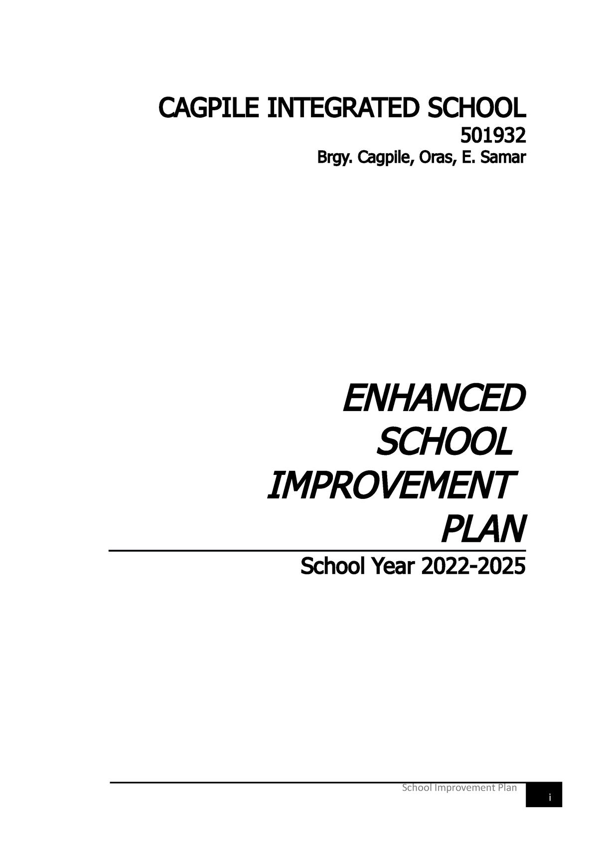 school improvement plan thesis